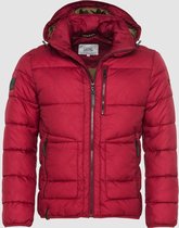 Padded Quilted Jacket With Removable Hood Red Regular Fit