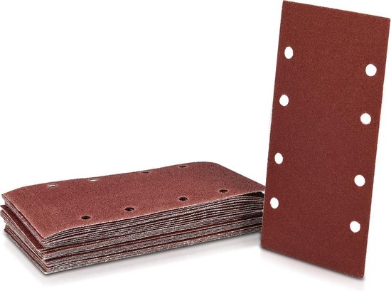 Navaris 25x rechthoekig klittenband schuurpapier - P40, 60, 80, 100 korrelig schuurpapier voor vlakschuurmachine- Voor hout en metaal - 93 x 187 mm - Navaris