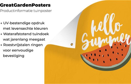 Décoration murale Summer - Pastèque - Oranje - 180x120 cm - Poster jardin - Toile jardin - Poster extérieur