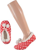 Meisjes ballerina sloffen/pantoffels roze met witte stippen maat 31-33