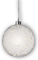 Lumineo Kerstverlichting - kerstbal - glas - aan touw - 30 LED - 15 cm