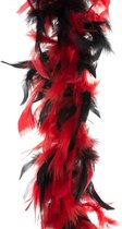 Carnaval verkleed veren Boa kleur zwart/rode mix 2 meter - Verkleedkleding accessoire
