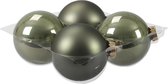 4x stuks kerstversiering kerstballen graniet groen van glas - 10 cm - mat/glans - Kerstboomversiering