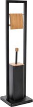 Toiletborstel met toiletrolhouder zwart metaal 80 cm - Toiletaccessoires - Wc-borstels/toiletborstels - Toiletrolhouders