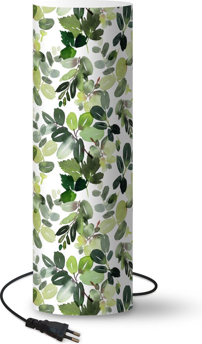 Lamp - Nachtlampje - Tafellamp slaapkamer - Planten - Waterverf - Groen - 50 cm hoog - Ø15.9 cm - Inclusief LED lamp