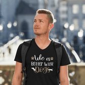 Life Is Better With Dogs T-Shirt, Dog Lover Shirts, Dog Owners Gift, Unique Gift for Dog Lovers, Unisex Jersey Short Sleeve V-Neck Tee, D002-038B, M, Wit