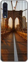 Geschikt voor Samsung Galaxy A50 hoesje - Brooklyn Bridge in New York tijdens zonsondergang - Siliconen Telefoonhoesje