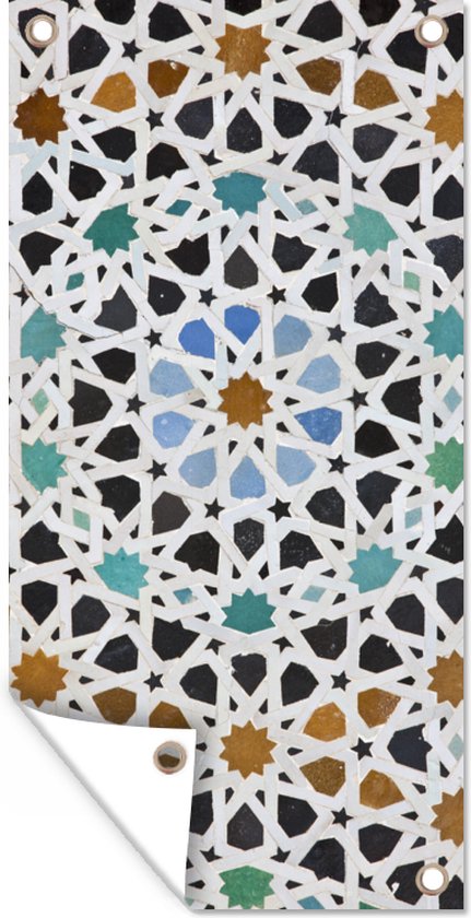 Tuinposter Een Marokkaanse Mozaïekdetail - 30x60 cm - Tuindoek - Buitenposter