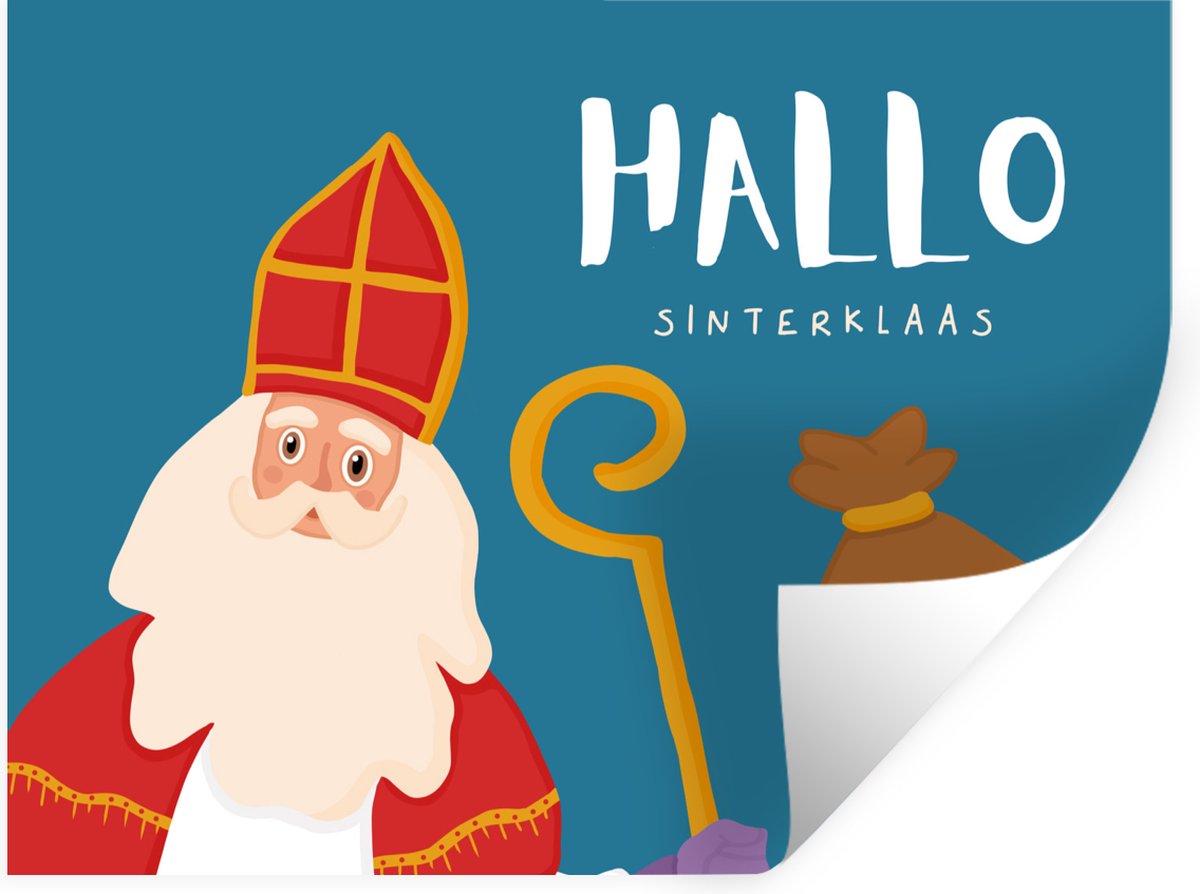 Muurstickers - Sticker Folie - Sinterklaas - Quotes - Sint - Hallo Sinterklaas - Kinderen - Jongens - Meisjes - Kids - 160x120 cm - Plakfolie - Muurstickers Kinderkamer - Zelfklevend Behang XXL