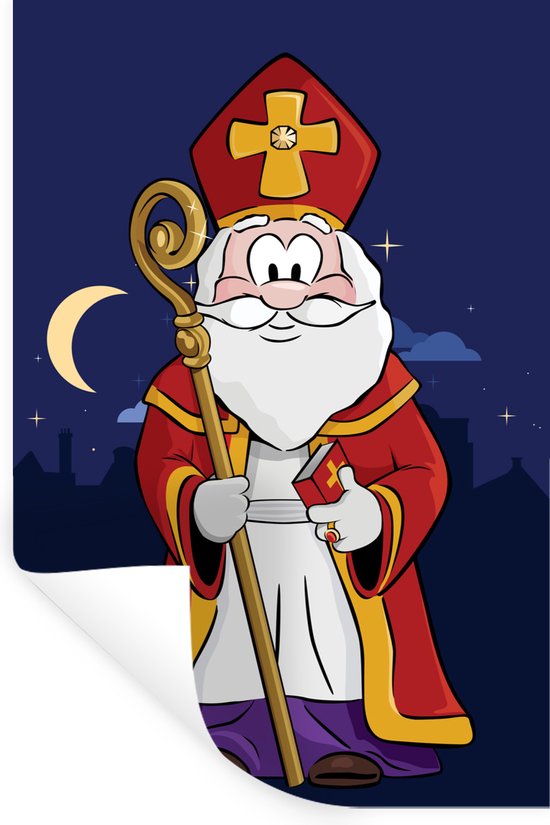 Muurstickers - Sticker Folie - Sinterklaas - Staf - Sint - Kinderen - Jongens - Meisjes - Kind - 40x60 cm - Plakfolie - Muurstickers Kinderkamer - Zelfklevend Behang
