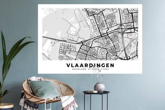 Stickers Stickers muraux - Plan de la ville - Vlaardingen - Pays- Nederland - 120x80 cm - Feuille adhésive