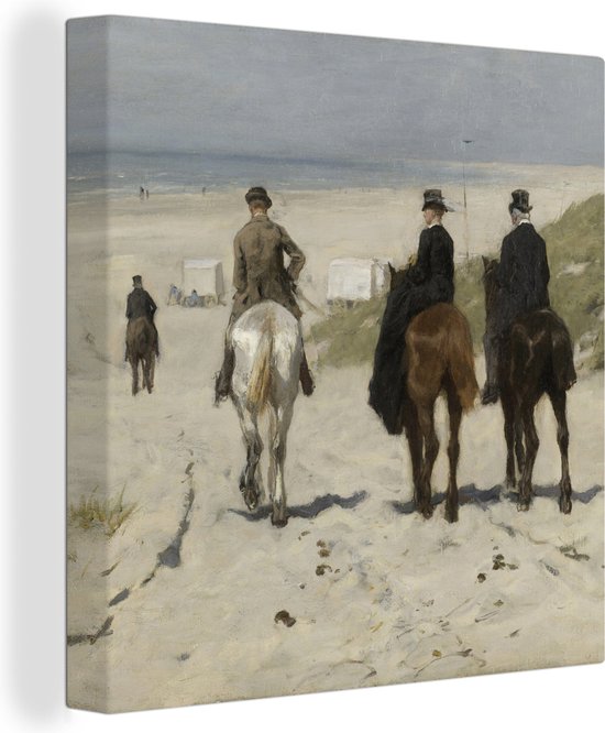 Canvas Schilderij Morgenrit langs het strand - Schilderij van Anton Mauve - 20x20 cm - Wanddecoratie