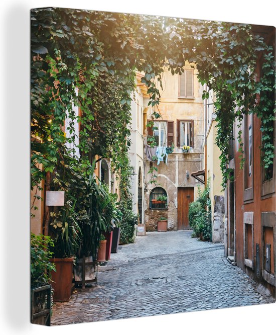 Tableau sur toile Italie - Rue - Lierre - 20x20 cm - Décoration murale