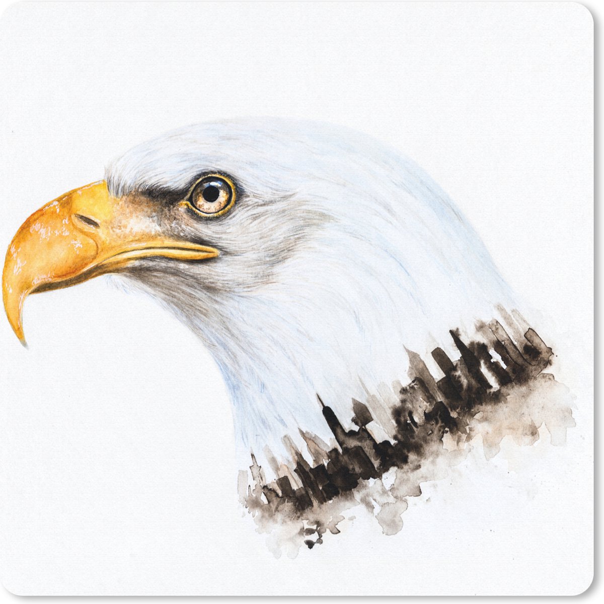 Muismat 20x20 cm - Mousepad Arend - Vogel - Waterverf - Muismatten