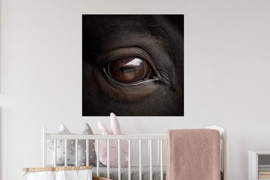 Stickers muraux - Oeil de cheval en gros plan - 80x80 cm - Feuille adhésive