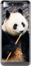 Geschikt voor Samsung Galaxy A80 hoesje - Reuzepanda - Bamboe - Bladeren - Siliconen Telefoonhoesje