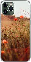 Geschikt voor iPhone 11 Pro hoesje - Zonsondergang - Bloemen - Rood - Siliconen Telefoonhoesje