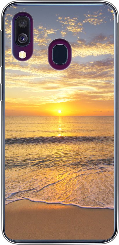 Coque Samsung Galaxy A40 - Plage - Coucher de soleil - Mer - Coque de téléphone en Siliconen