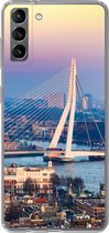 Geschikt voor Samsung Galaxy S21 Plus hoesje - Rotterdam - Skyline - Zonsondergang - Siliconen Telefoonhoesje