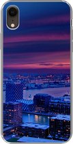 Geschikt voor iPhone XR hoesje - Rotterdam - Lucht - Roze - Siliconen Telefoonhoesje