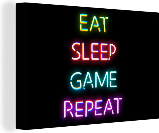 Canvas - Gaming poster - Gamen - Led - Neon - Verlichting - Game - Canvas schilderij - Kamer decoratie - 60x40 cm - Gaming room - Game Kamer