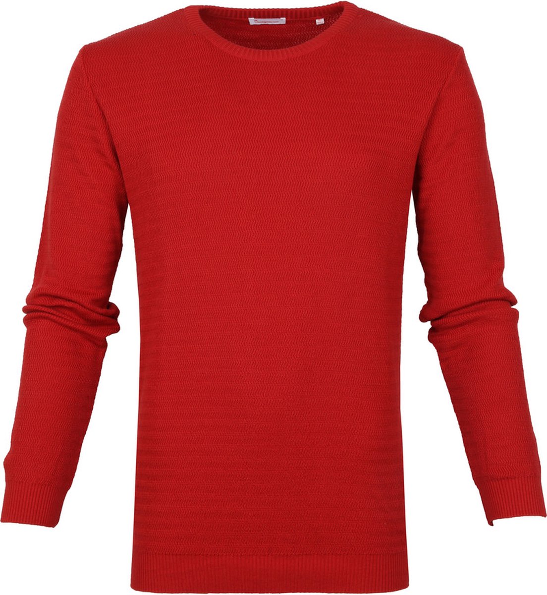 KnowledgeCotton Apparel - Trui Waves Rood - Maat L - Modern-fit