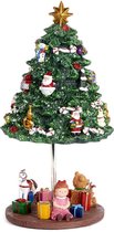 Viv! Christmas Kerst muziekdoos - Kerstboom met cadeautjes - groen - 18cm