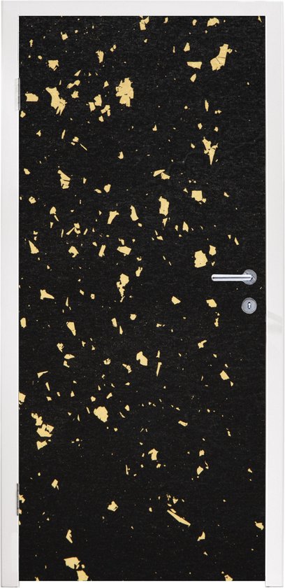 Autocollant de porte Flocons dorés sur fond noir - 90x205 cm - Affiche de porte