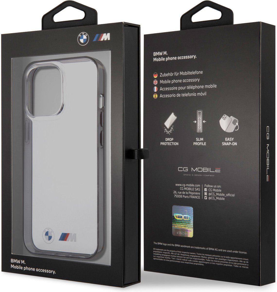 BMW Coque pour iPhone 13 Dos Rigide Transparent Contour Souple