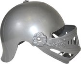 Funny Fashion Ridder verkleed helm met vizier - grijs - plastic - voor kinderen - Verkleed accessoires/helmen