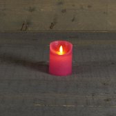 1x Fuchsia roze LED kaarsen / stompkaarsen 10 cm - Luxe kaarsen op batterijen met bewegende vlam