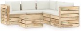 vidaXL 6-delige Loungeset met kussens geïmpregneerd hout