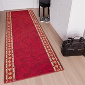 Tapiso Antislip Rubber Mat Rood Beige Klassiek Modern Rubbermat Tapijt Maat- 80x400