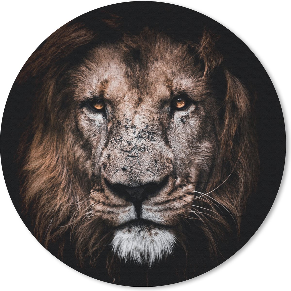 Muismat rond 30x30 cm - Mousepad Leeuw - Dieren - Zwart - Ronde muismatten