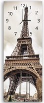 Trend24 - Wandklok - Eiffeltoren - Muurklok - Steden - 30x90x2 cm - Bruin