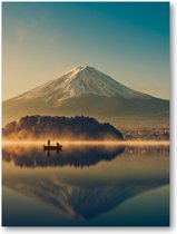 Mount Fuji bij Kawaguchimeer - Zonsopkomst - 30x40 Canvas Staand - Minimalist - Landschap - Natuur