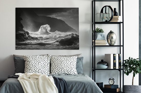 Hautes vagues à Hawaii 140x90 cm - Tirage photo sur toile (Décoration murale salon / chambre)