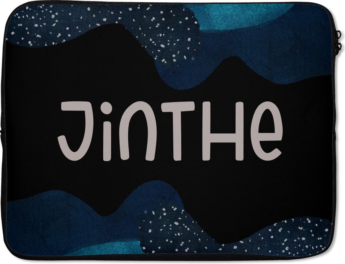 Laptophoes 15.6 inch - Jinthe - Pastel - Meisje - Laptop sleeve - Binnenmaat 37x26 cm - Zwarte achterkant