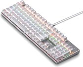 104 toetsen groene schacht RGB lichtgevend toetsenbord computerspel USB bedraad metalen mechanisch toetsenbord, kabellengte: 1,5 m, stijl: gewone versie (wit)