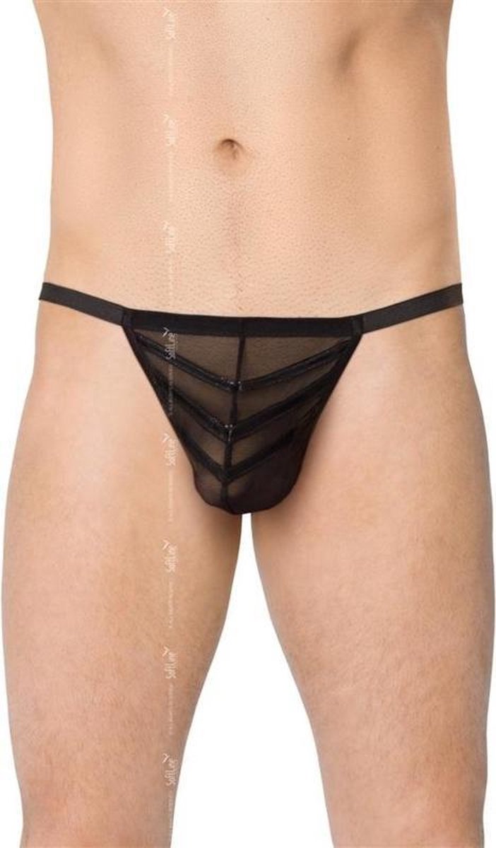 SoftLine Collection - Doorzichtige sexy G-string met wetlook zwart S t/m L