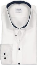 Seidensticker slim fit overhemd - wit (gestipt contrast) - Strijkvrij - Boordmaat: 44