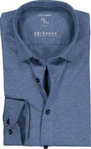 OLYMP No. Six 24/Seven super slim fit overhemd - tricot - middenblauw - Strijkvriendelijk - Boordmaat: 42