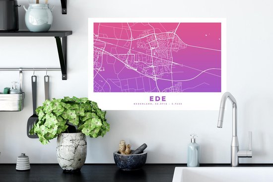 Stickers Stickers muraux - Plan de la ville - Ede - Pays- Nederland - Violet - 60x40 cm - Feuille adhésive - Carte