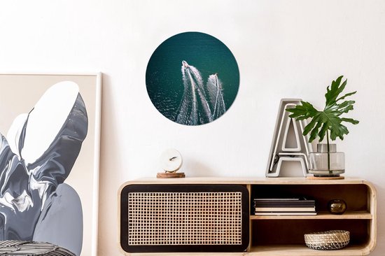 WallCircle - Wall Circle - Wall Circle Indoor - Ski Nautique - Mer - Blauw - 30x30 cm - Décoration murale - Peintures Ronds
