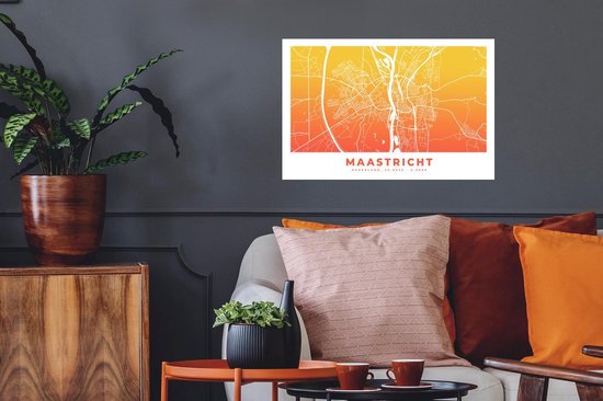 Stickers muraux - Plan de la ville - Nederland - Pays-Bas - Oranje - 60x40 cm - Feuille adhésive - Carte