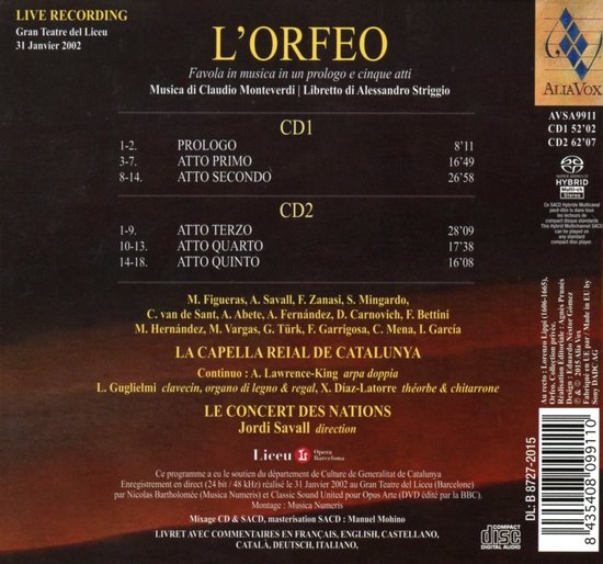 Capella Reial Concert Des Nations - Orfeo (CD) - Capella Reial Concert Des Nations