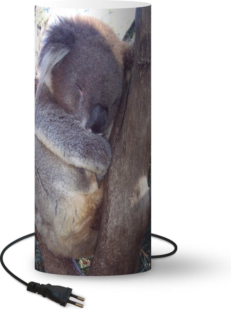 Lamp - Nachtlampje - Tafellamp slaapkamer - Koala - Boom - Grijs - 33 cm hoog - Ø14.3 cm - Inclusief LED lamp