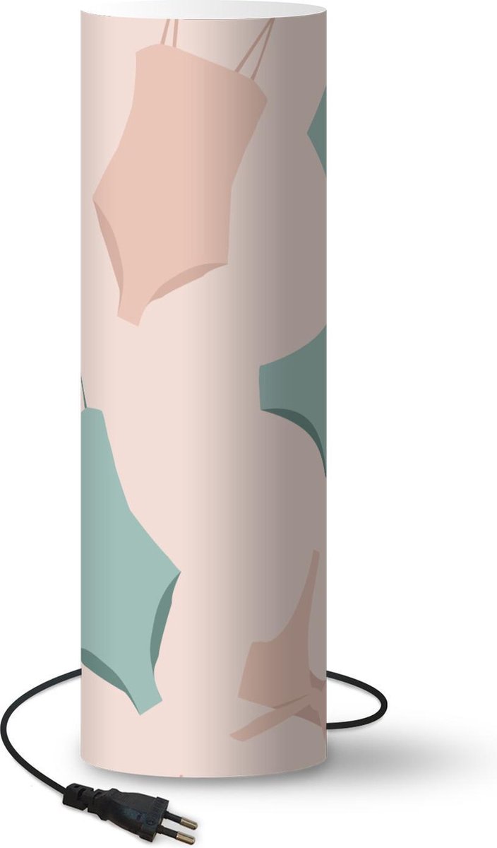 Lamp - Nachtlampje - Tafellamp slaapkamer - Bikini - Badpak - Zomer - Pastel - 70 cm hoog - Ø22.3 cm - Inclusief LED lamp
