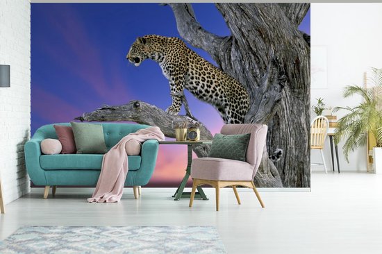 Papier peint - Papier peint Papier peint photo Léopard - Arbre - Branche - Largeur 330 cm x hauteur 220 cm