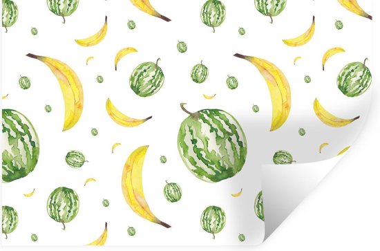 Muurstickers - Sticker Folie - Bananen - Meloenen - Sjablonen - 90x60 cm - Plakfolie - Muurstickers Kinderkamer - Zelfklevend Behang - Zelfklevend behangpapier - Stickerfolie